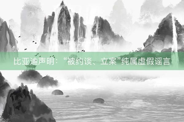 比亚迪声明：“被约谈、立案”纯属虚假谣言