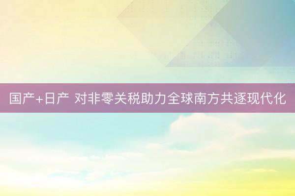 国产+日产 对非零关税助力全球南方共逐现代化