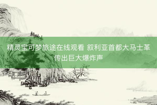 精灵宝可梦旅途在线观看 叙利亚首都大马士革传出巨大爆炸声