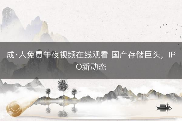成·人免费午夜视频在线观看 国产存储巨头，IPO新动态
