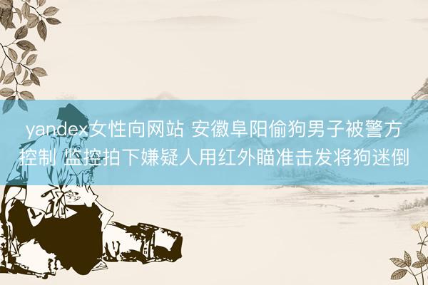 yandex女性向网站 安徽阜阳偷狗男子被警方控制 监控拍下嫌疑人用红外瞄准击发将狗迷倒