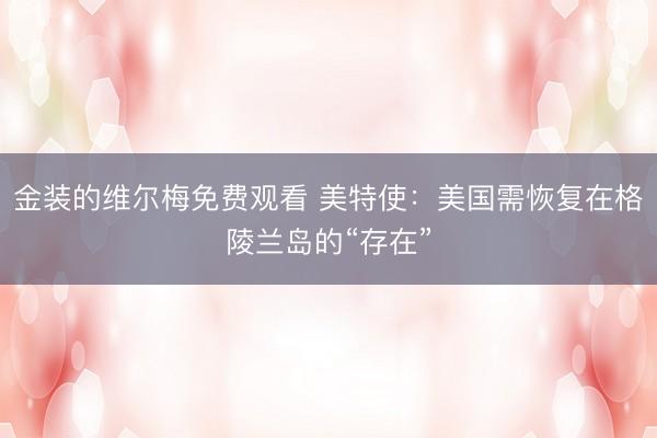 金装的维尔梅免费观看 美特使：美国需恢复在格陵兰岛的“存在”
