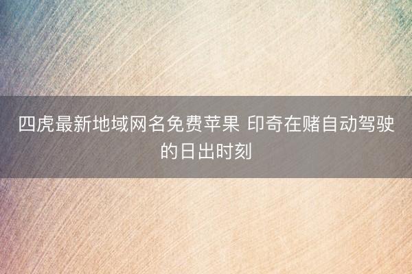 四虎最新地域网名免费苹果 印奇在赌自动驾驶的日出时刻