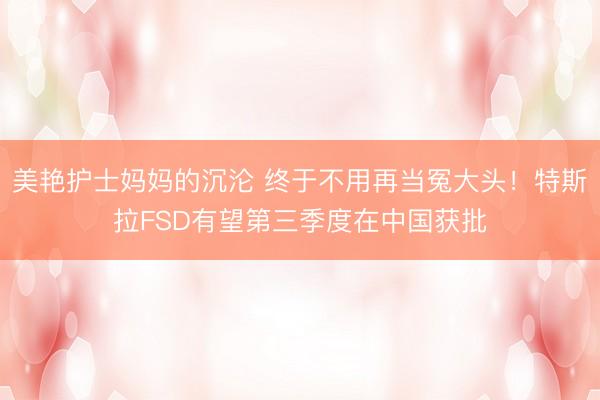 美艳护士妈妈的沉沦 终于不用再当冤大头！特斯拉FSD有望第三季度在中国获批