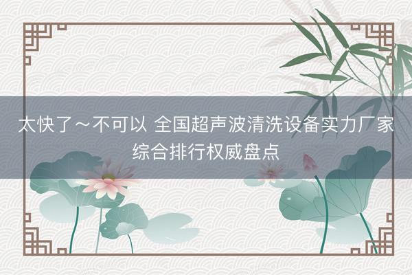太快了～不可以 全国超声波清洗设备实力厂家综合排行权威盘点