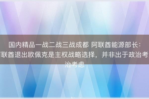 国内精品一战二战三战成都 阿联酋能源部长：阿联酋退出欧佩克是主权战略选择，并非出于政治考虑