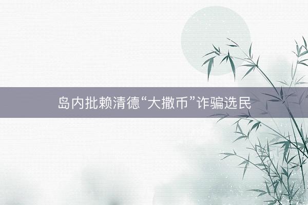 岛内批赖清德“大撒币”诈骗选民