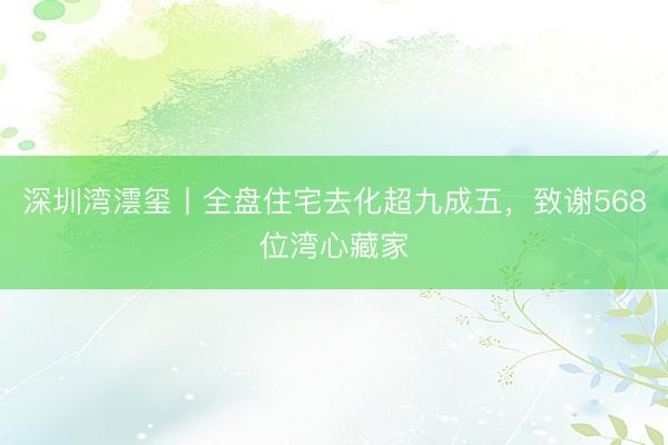 深圳湾澐玺丨全盘住宅去化超九成五，致谢568位湾心藏家