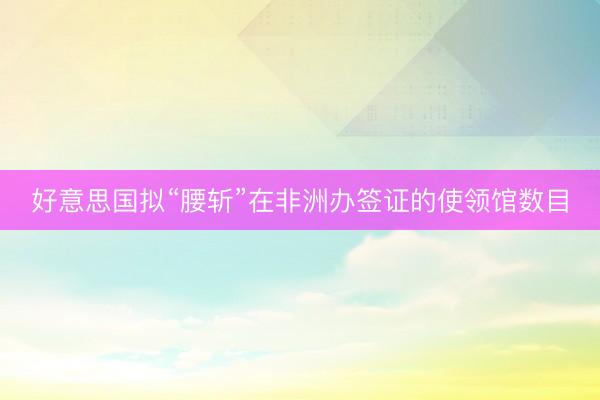 好意思国拟“腰斩”在非洲办签证的使领馆数目