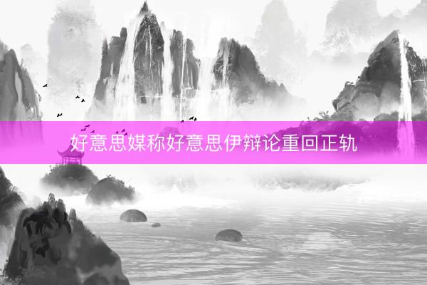 好意思媒称好意思伊辩论重回正轨
