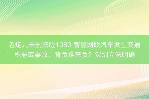 老炮儿未删减版1080 智能网联汽车发生交通积恶或事故，背负谁来负？深圳立法明确