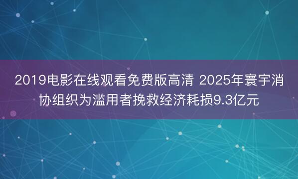 2019电影在线观看免费版高清 2025年寰宇消协组织为滥用者挽救经济耗损9.3亿元