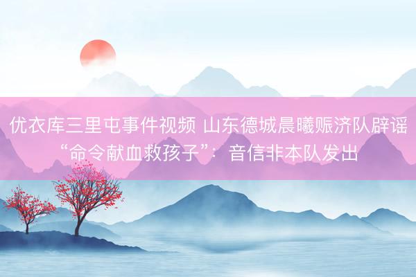 优衣库三里屯事件视频 山东德城晨曦赈济队辟谣“命令献血救孩子”：音信非本队发出