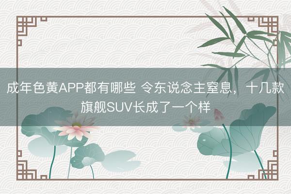 成年色黄APP都有哪些 令东说念主窒息,十几款旗舰SUV长成了一个样