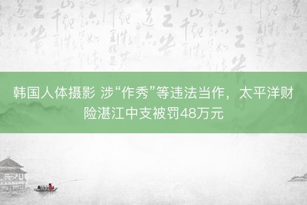 韩国人体摄影 涉“作秀”等违法当作,太平洋财险湛江中支被罚48万元