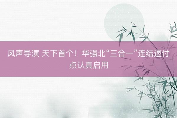 风声导演 天下首个!华强北“三合一”连结退付点认真启用