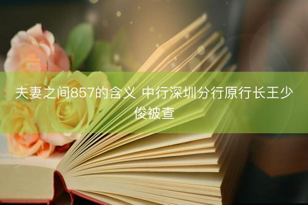 夫妻之间857的含义 中行深圳分行原行长王少俊被查
