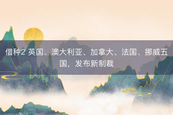 借种2 英国、澳大利亚、加拿大、法国、挪威五国，发布新制裁
