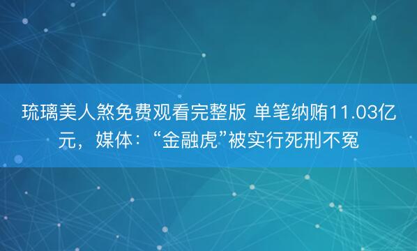 琉璃美人煞免费观看完整版 单笔纳贿11.03亿元，媒体：“金融虎”被实行死刑不冤