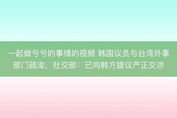 一起做亏亏的事情的视频 韩国议员与台湾外事部门疏浚，社交部：已向韩方提议严正交涉