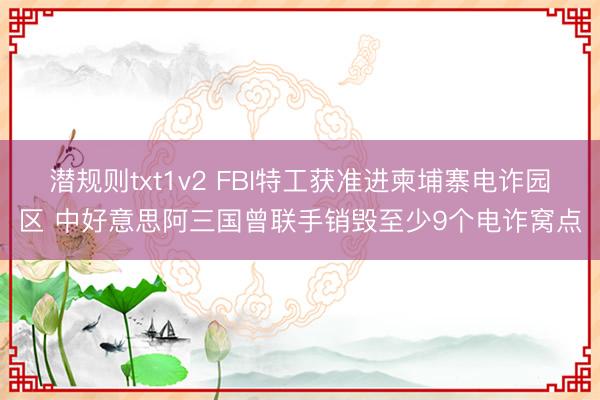 潜规则txt1v2 FBI特工获准进柬埔寨电诈园区 中好意思阿三国曾联手销毁至少9个电诈窝点