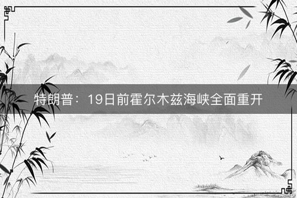 特朗普：19日前霍尔木兹海峡全面重开