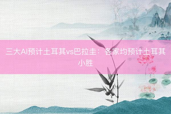 三大AI预计土耳其vs巴拉圭：各家均预计土耳其小胜