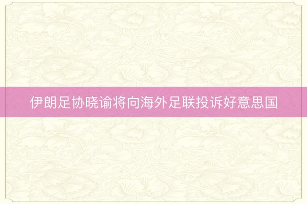伊朗足协晓谕将向海外足联投诉好意思国